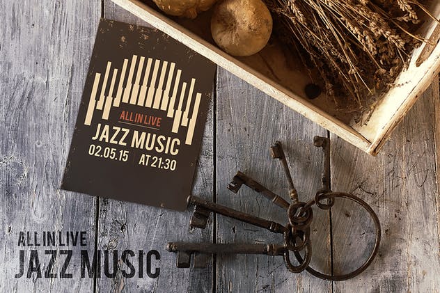 复古海报设计样机模板 Vintage Black Keys插图(1)