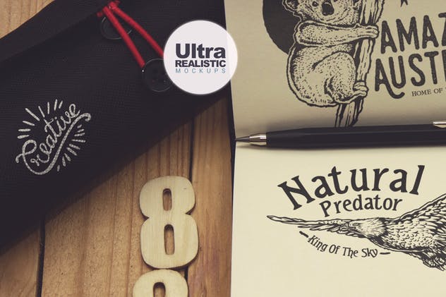 袖珍笔记本写生作品预览样机素材库精选模板v1 Pocket Notebook Writing Sketch插图(2)