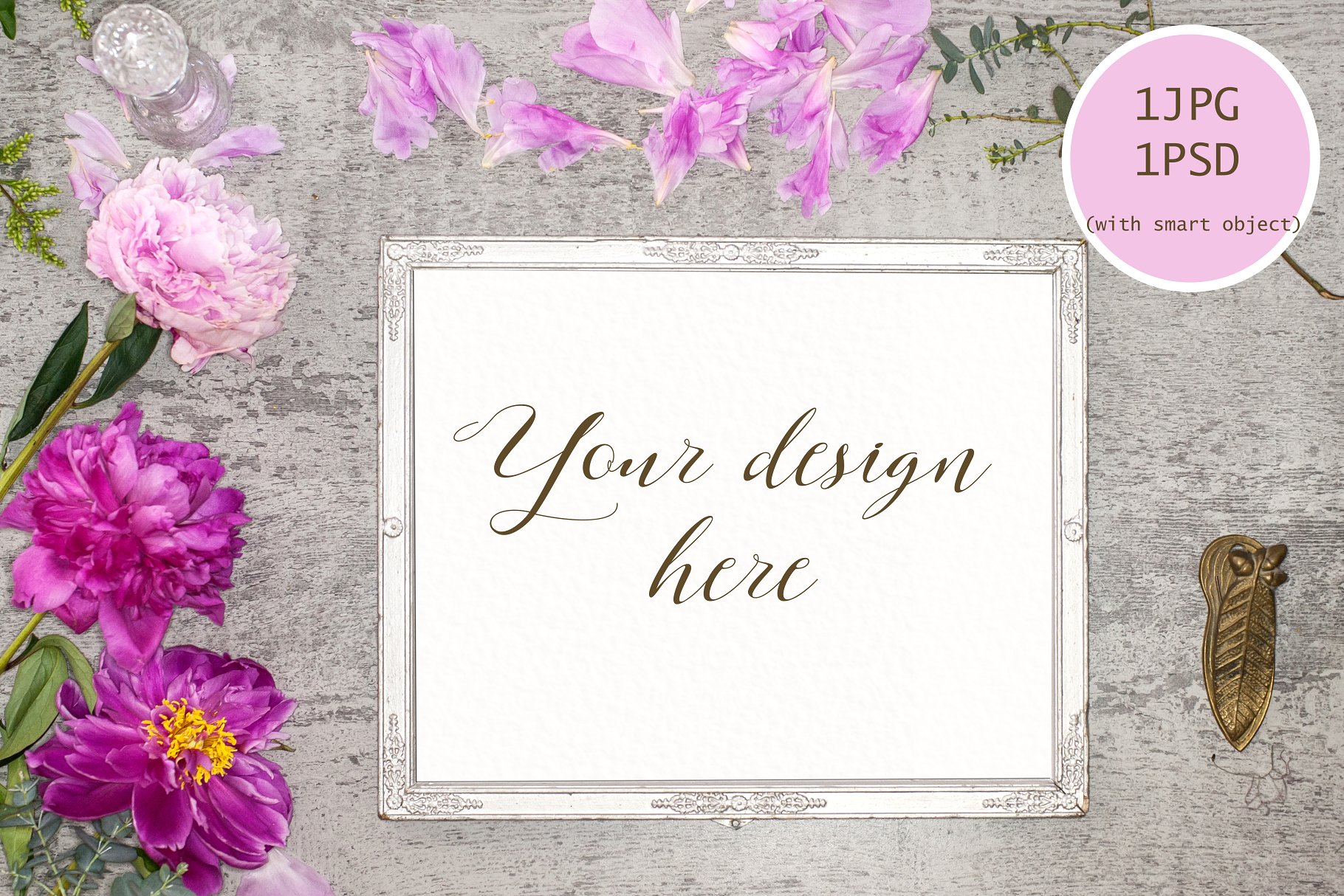 水彩花卉装饰画框&绘画样机模板 Peony mock up BUNDLE插图(3)