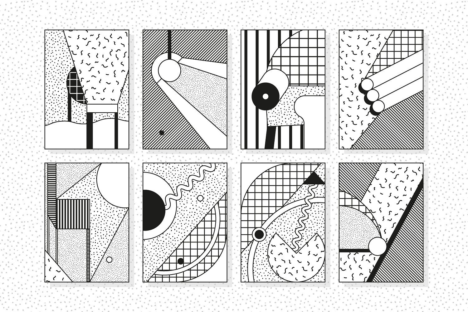 302幅手绘特色孟菲斯风格矢量插图+元素+模式下载插图(10)