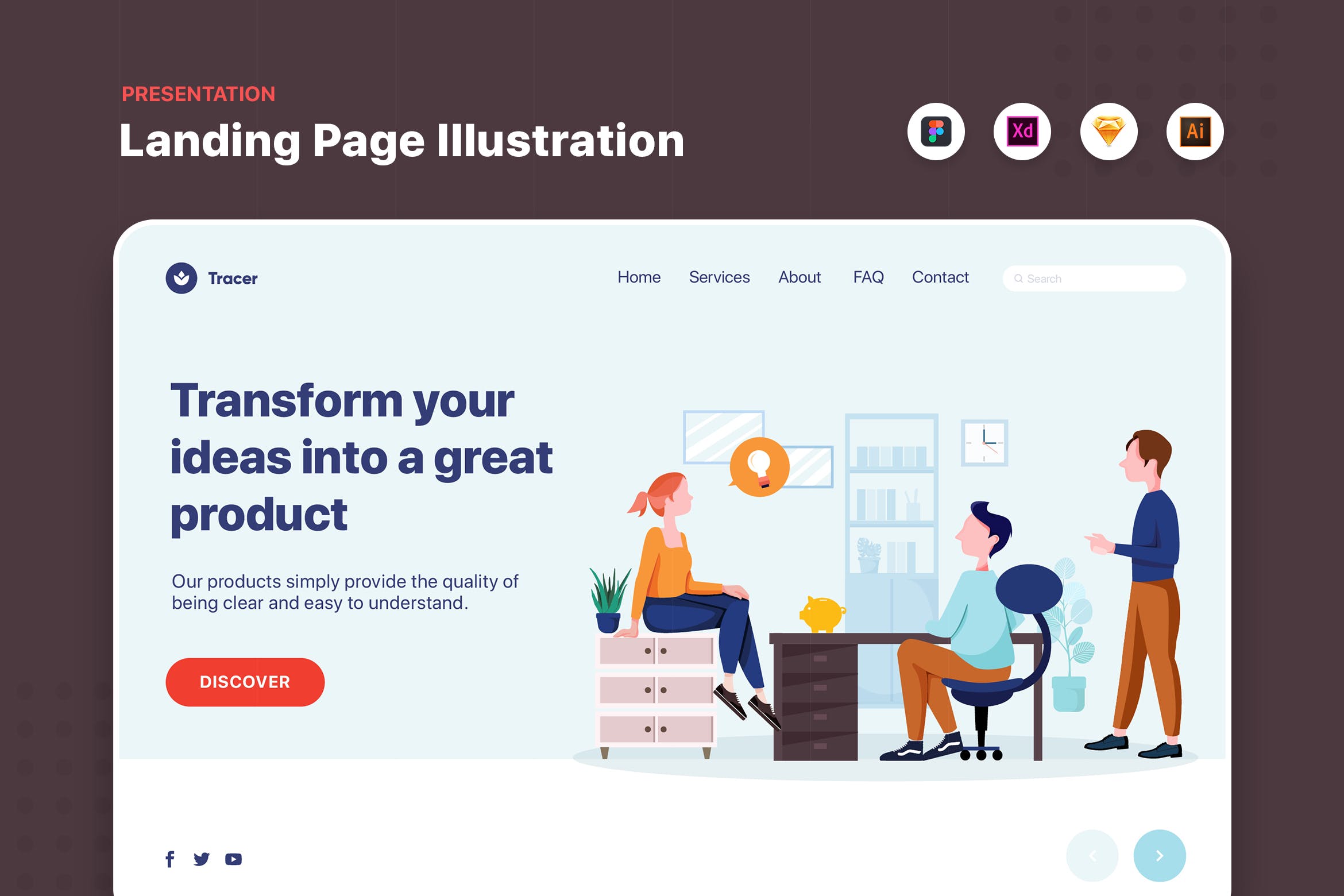 办公室讨论场景网页Banner&落地页设计素材库精选 Business People Talking in Office Web Banner插图