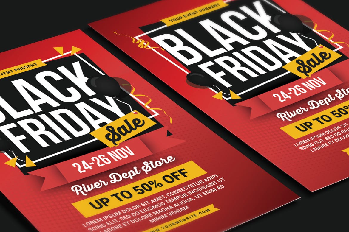 黒五疯狂购物周海报传单设计模板 Black Friday Sale插图(2)