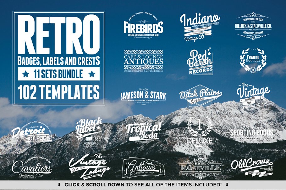 228个复古徽章和Logo标志模板合集 228 Retro Badges & Logos Bundle插图(1)