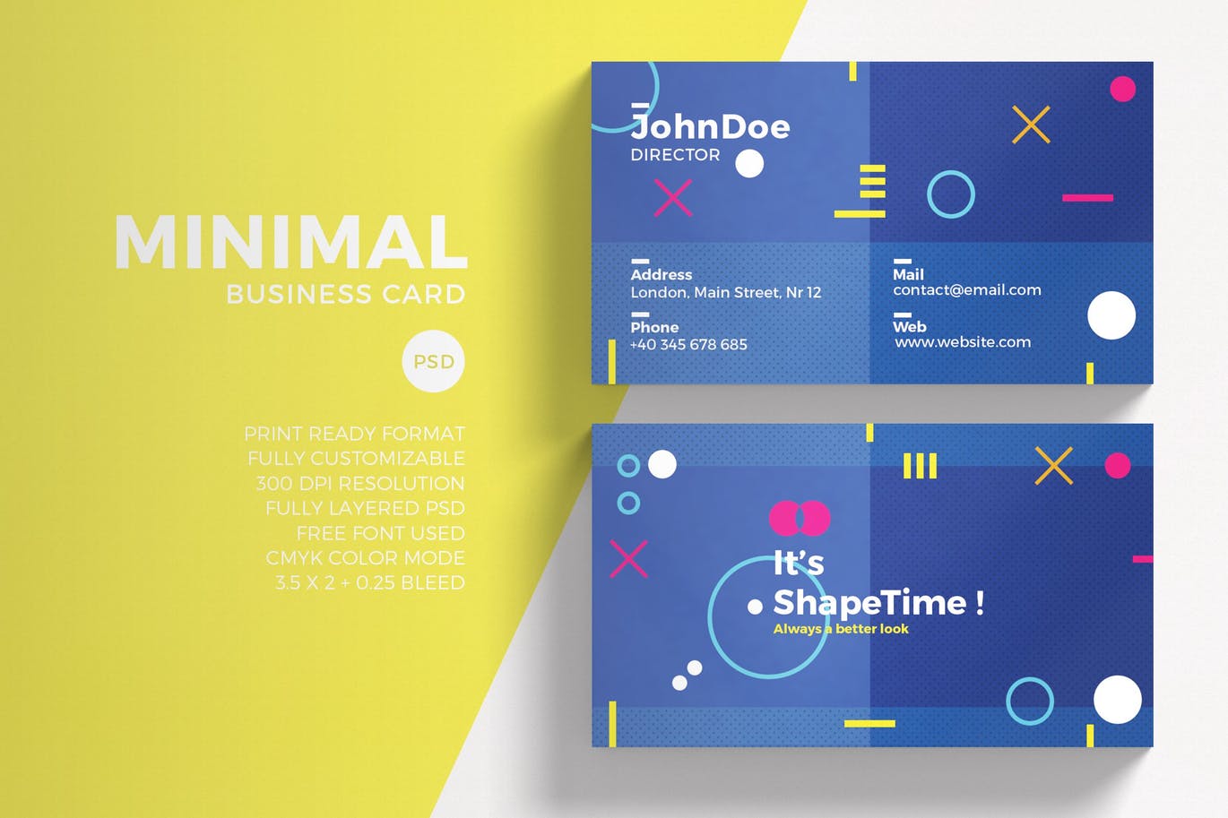 时尚新孟菲斯风格的清新名片设计模板（psd）插图