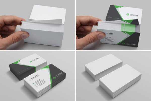 经典简约风格企业名片设计样机 Realistic Business Card Mockups for US Size