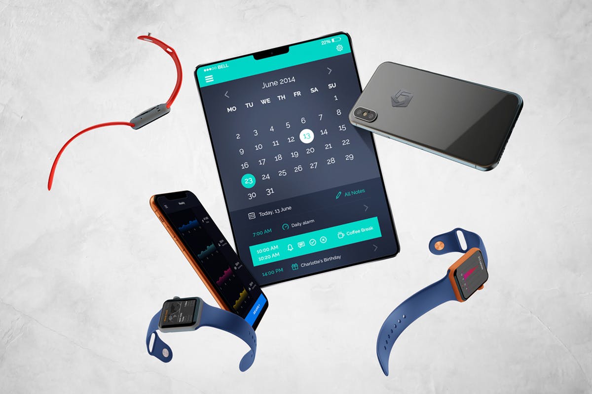 Apple移动设备样机套装 Apple Watch, iPhone X & iPad Mockup插图