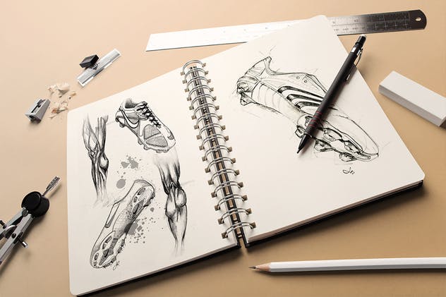 素描本样机模板 Sketchbook Mock-up插图(2)