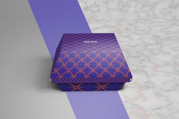 西式快餐汉堡纸盒包装样机 Paper Burger Box Mockup