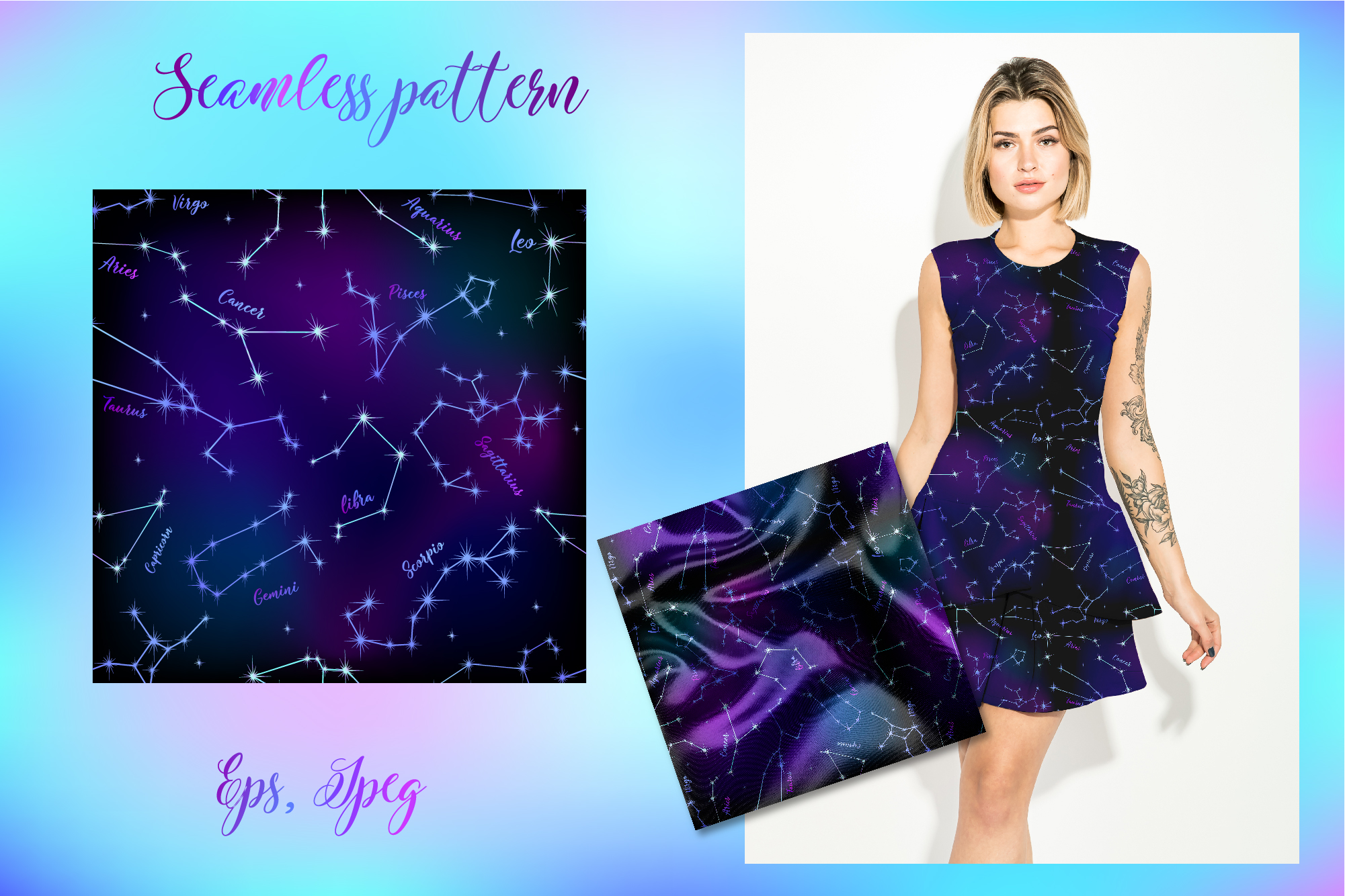 时尚美丽的十二星座创意矢量插画素材下载 [EPS]插图(9)
