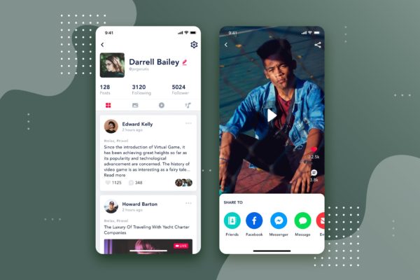 社交APP个人中心界面设计模板v3 User Profile mobile interface concept