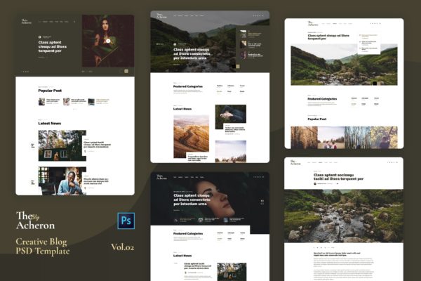 创意博客网站设计PSD模板v2 Acheron Vol.02 – Creative Blog PSD Template