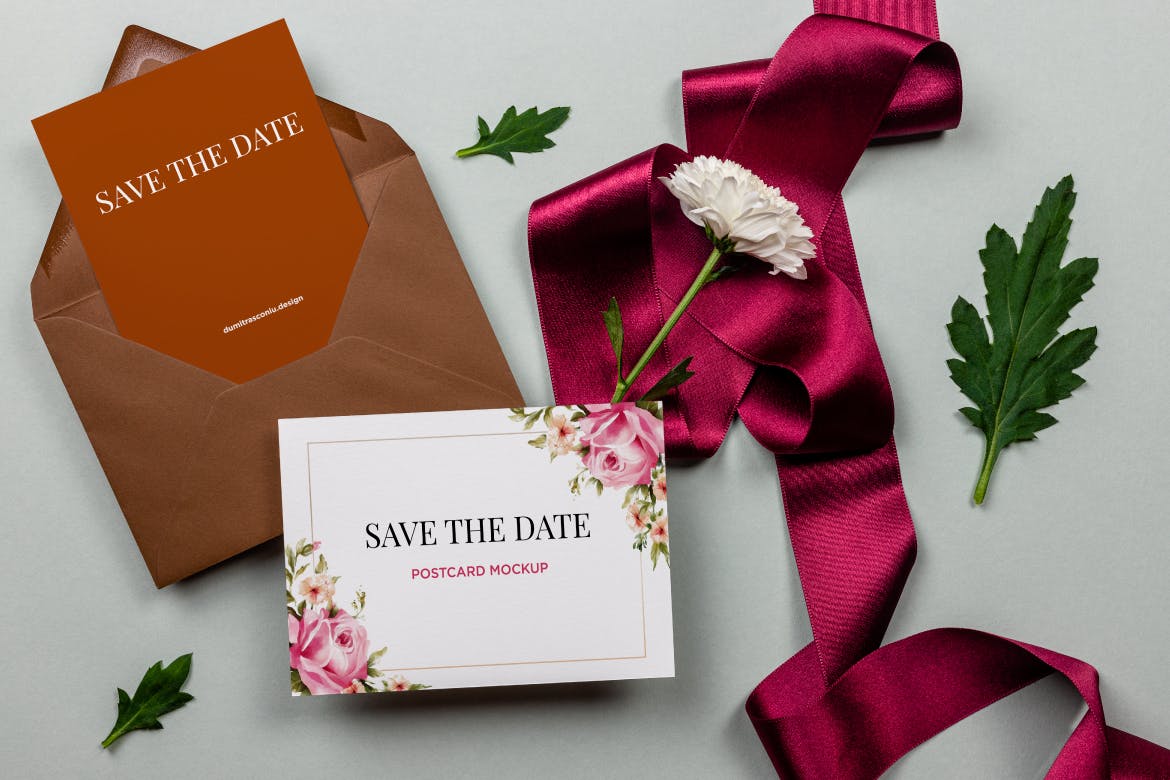 婚礼明信片请柬设计模板 Wedding Postcard Invitation插图(1)