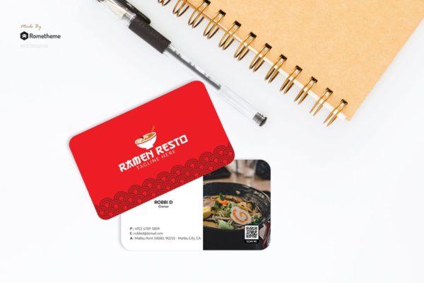 拉面馆拉面品牌企业素材库精选名片模板 Ramen Resto – Business Card Template RB