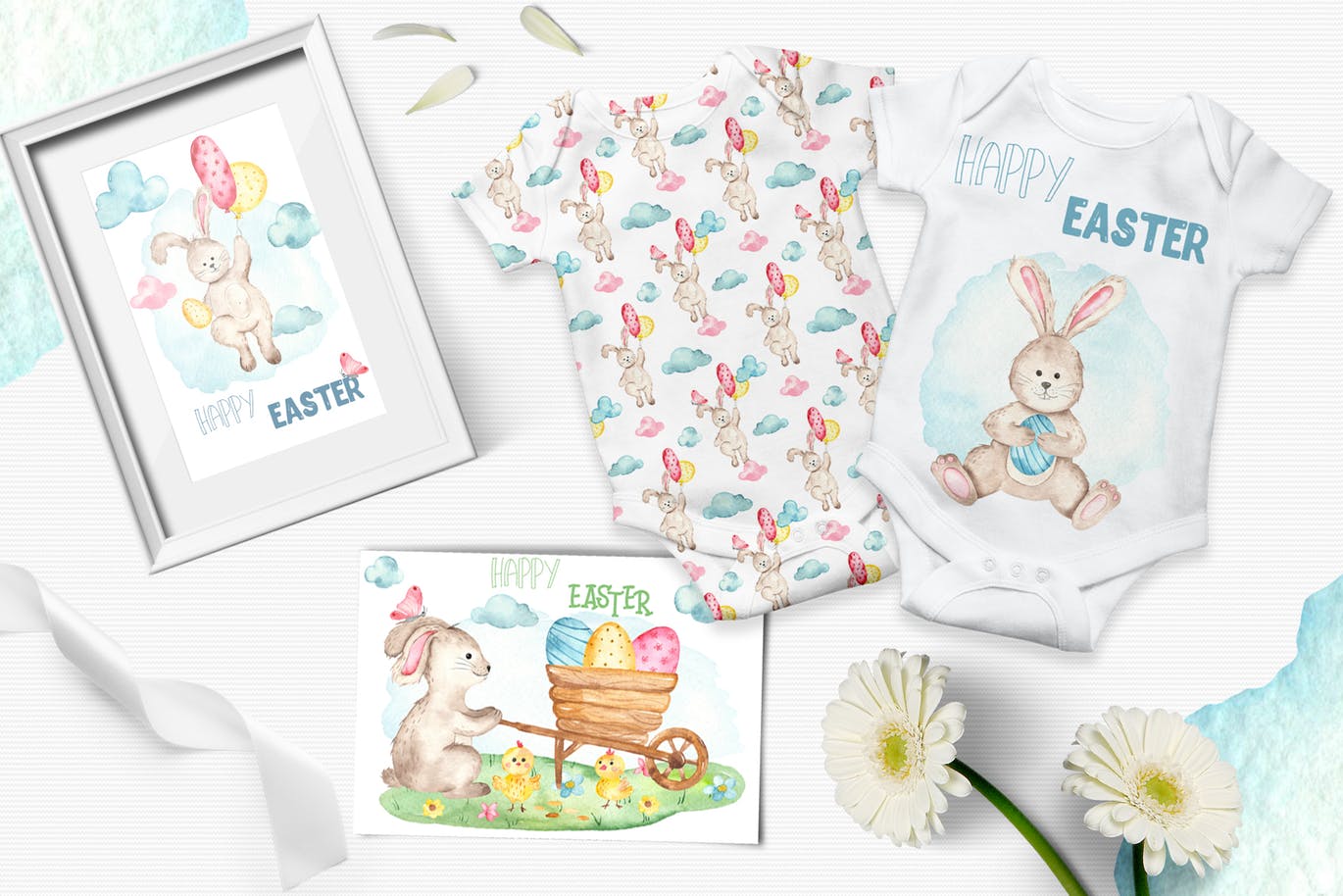复活节兔子水彩手绘素材套装 Watercolor Easter Bunny collection插图(8)