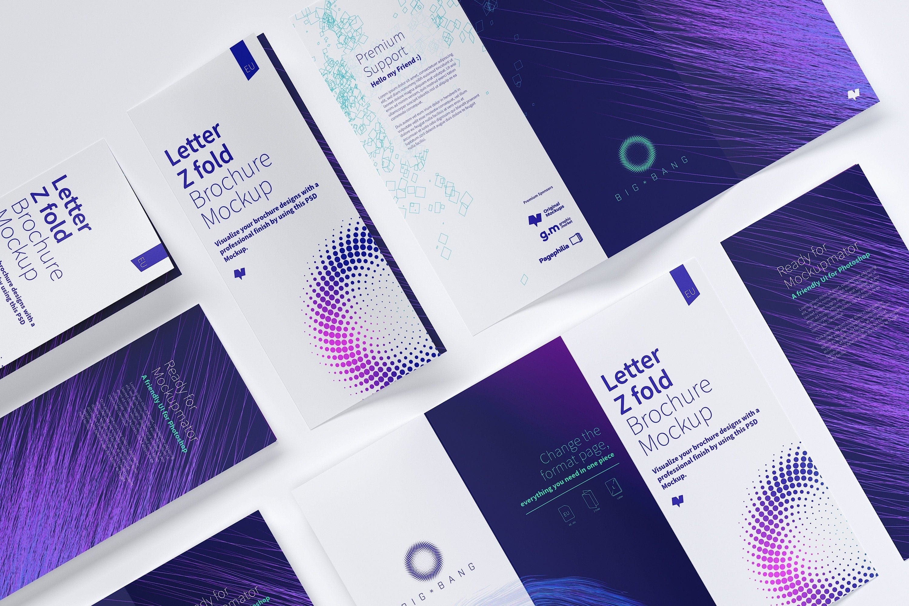 信纸规格三折页折叠小册子传单设计效果图样机05 Letter Z Fold Brochure Mockup 05插图(1)