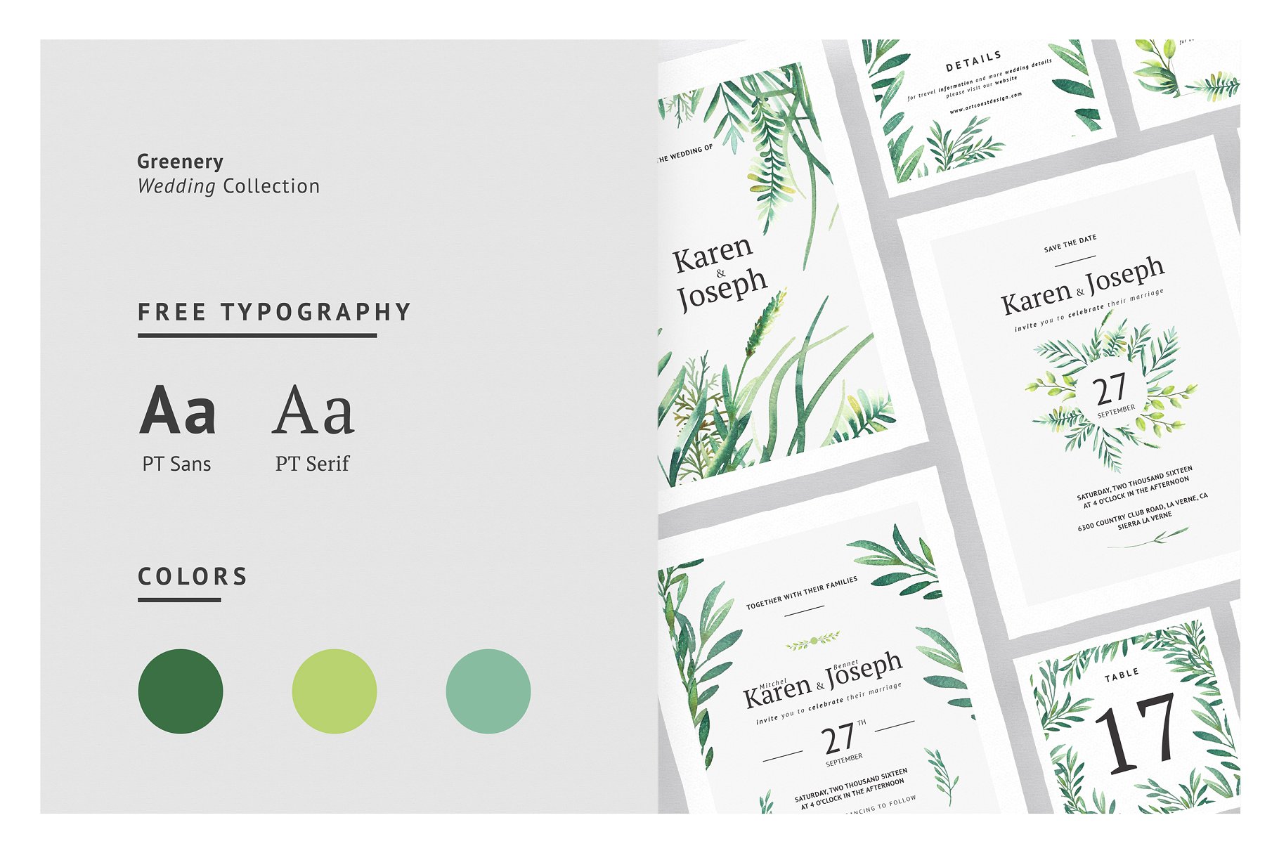 结婚婚礼设计物料设计素材包 Greenery Wedding Collection插图(1)