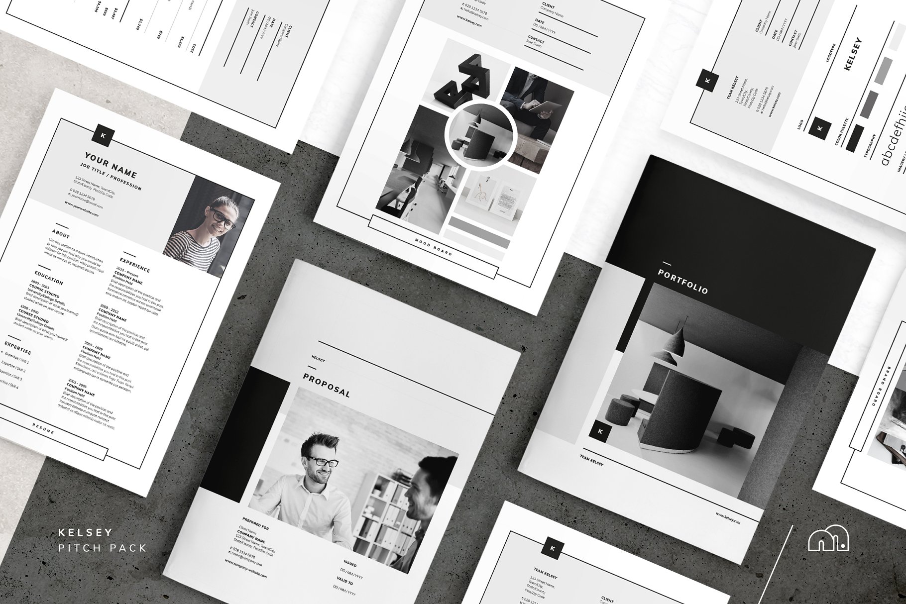 一套完美的简约项目提案模板 Kelsey – Pitch Pack插图