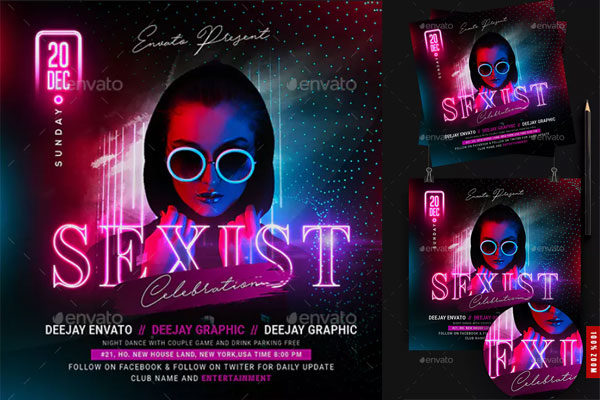 迪斯科夜总会DJ传单设计模板