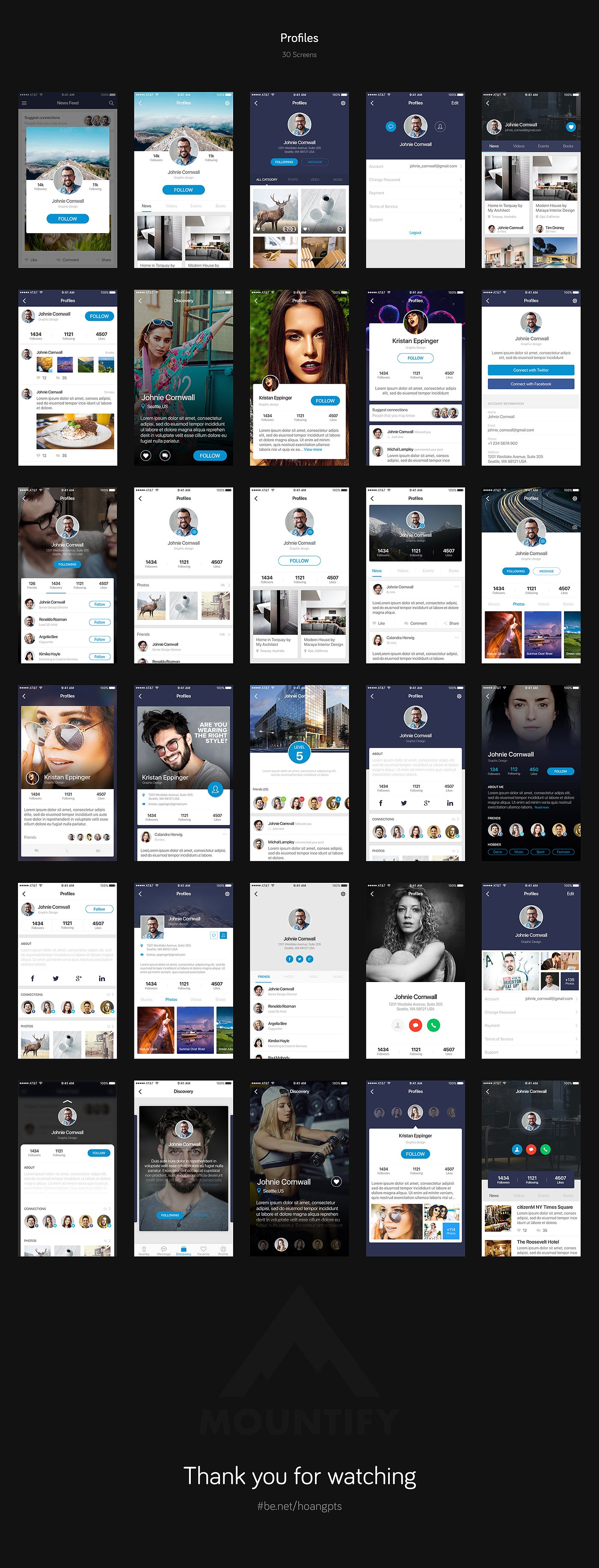 手机应用设计套件 Mountify Mobile UI Kit(150 PSDs&1000+元素)插图(5)