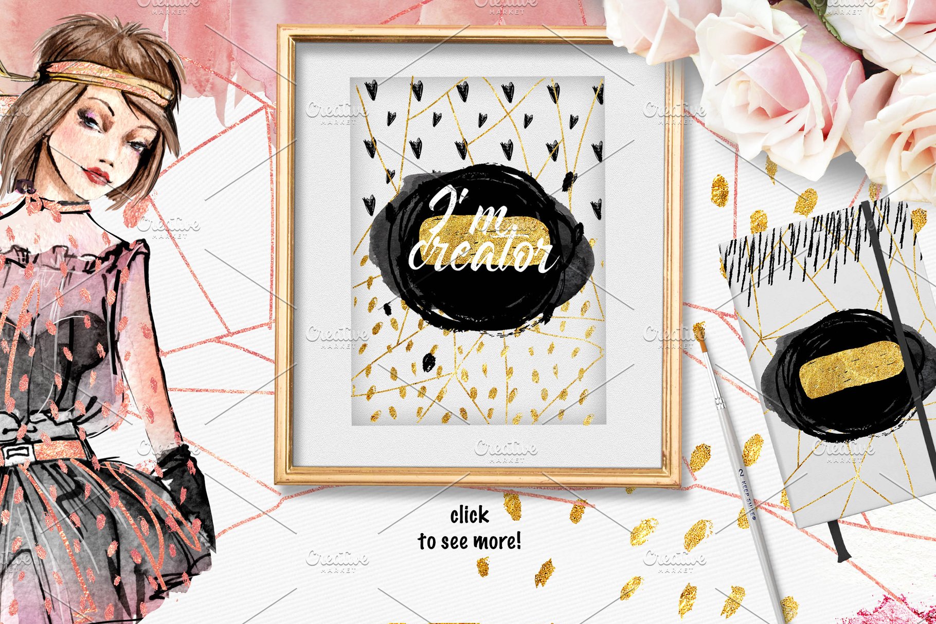 女性风格手绘设计元素合集 GIRLS AND PATTERNS插图(8)