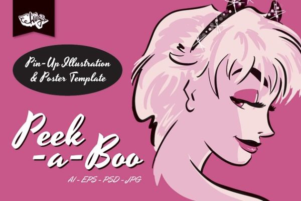 性感女郎文胸内衣主题手绘图形 Sexy Burlesque Pin-Up Illustration