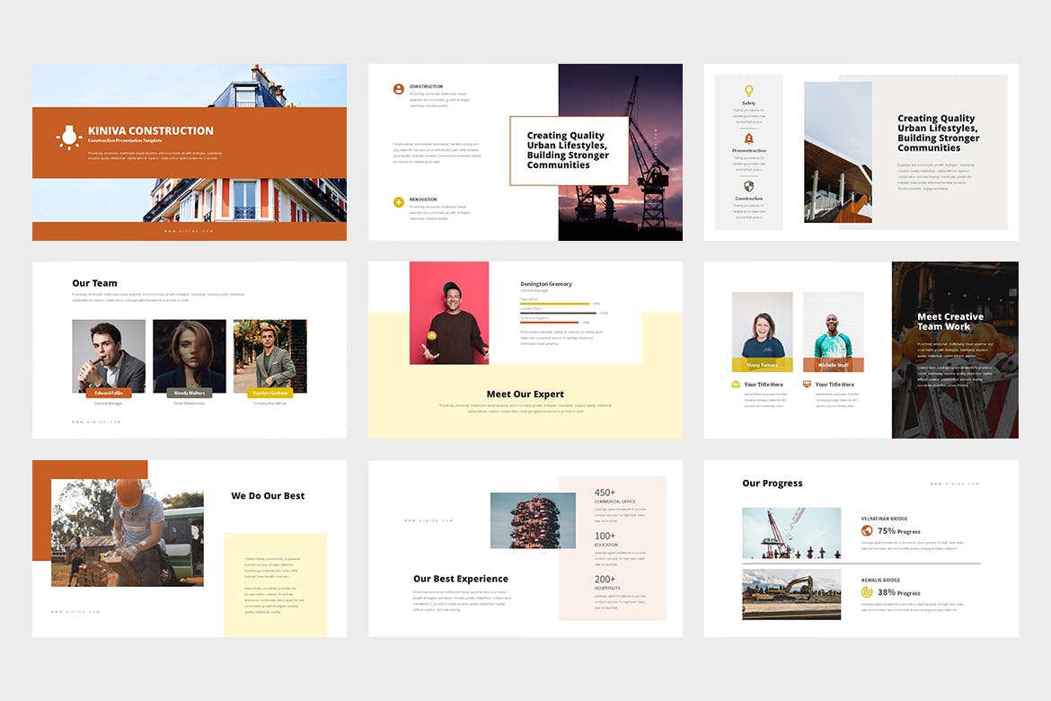 建筑与工程企业&项目介绍素材库精选PPT模板 Kiniva : Construction & Engineering Powerpoint插图(1)