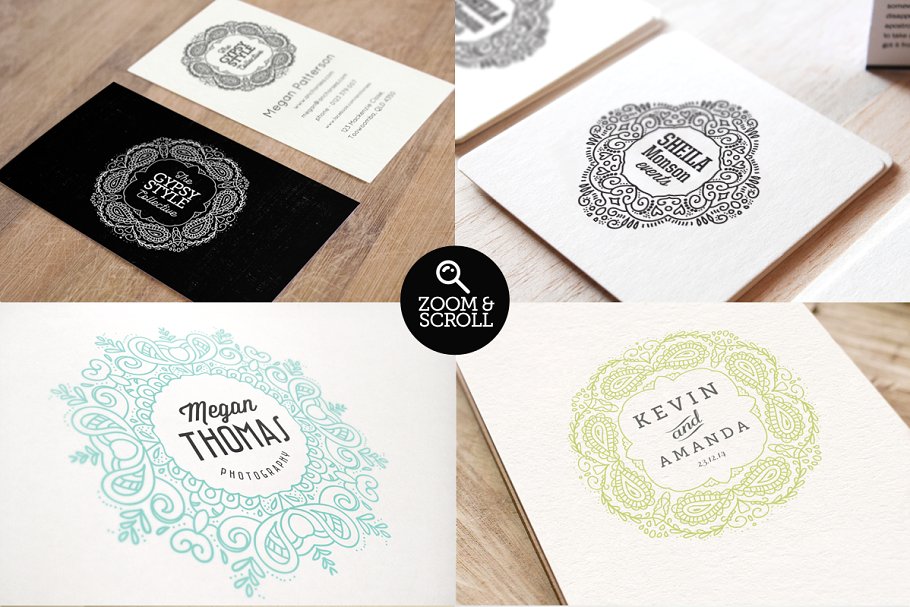 10个亚洲吉普赛风格的几何装饰框架 10 Gypsy-Style Frames & 5Bonus Logos插图(1)