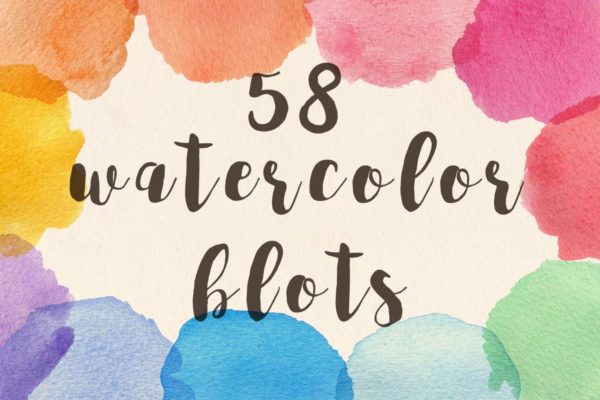 明亮鲜艳水彩斑点设计元素 Set of Bright Watercolor Blots