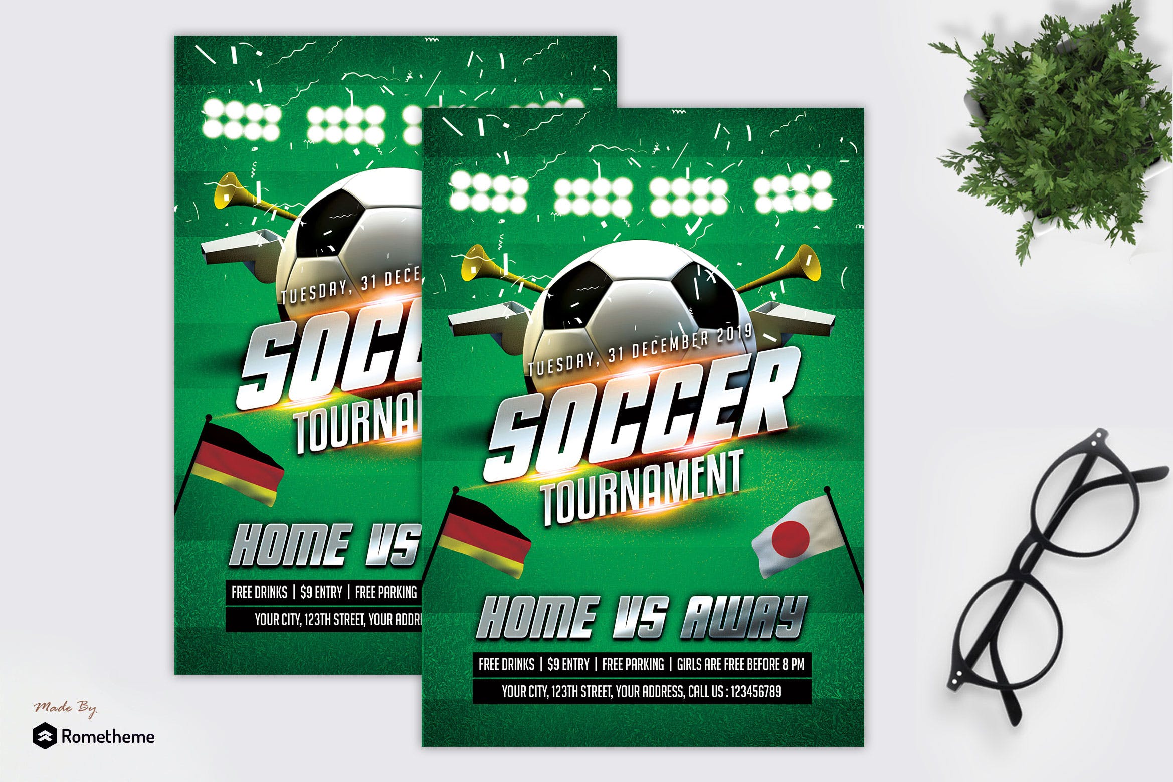 足球比赛宣传海报传单素材库精选PSD模板v4 Soccer V4 – Flyer MR插图