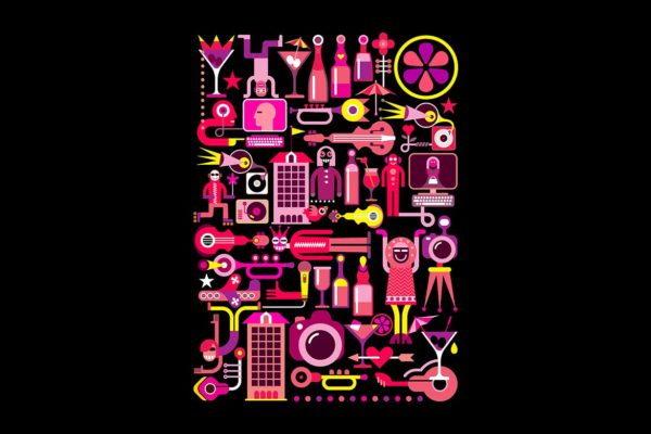 夜总会迪斯科派对矢量插画素材库精选素材 Nightclub Disco Party vector illustration