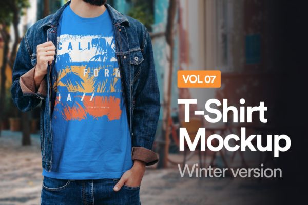 冬日T恤印花设计效果图样机素材库精选07 Winter T-Shirt Mockup 07
