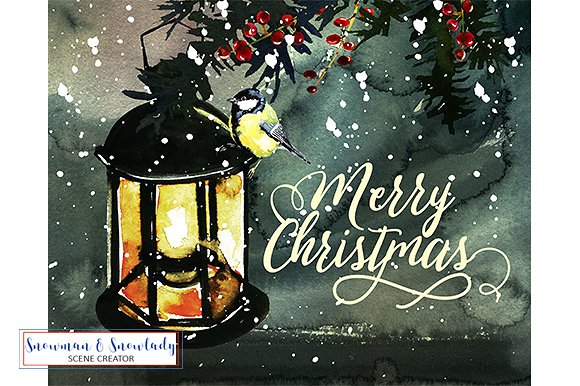 雪人圣诞水彩剪辑集 Snowmen Christmas Clipart Collection插图(3)