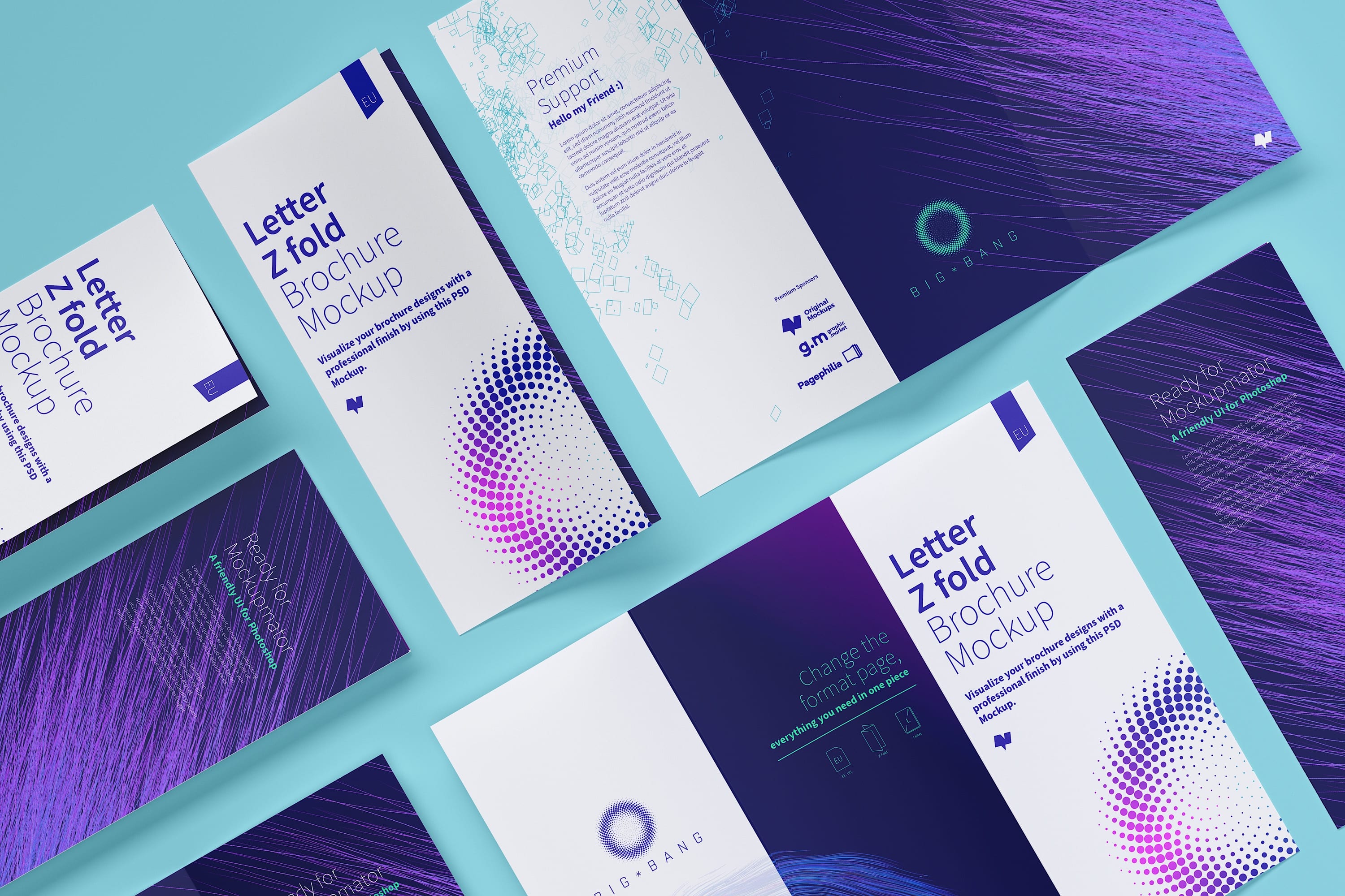 信纸规格三折页折叠小册子传单设计效果图样机05 Letter Z Fold Brochure Mockup 05插图(4)