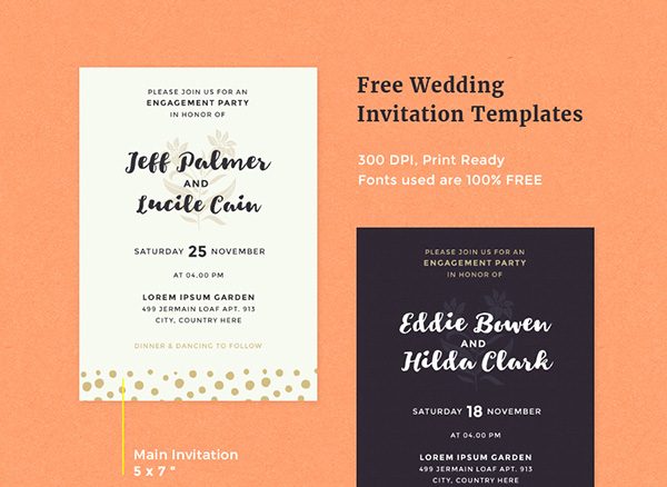 婚礼邀请卡/请帖模板Free Wedding Invitation Templates