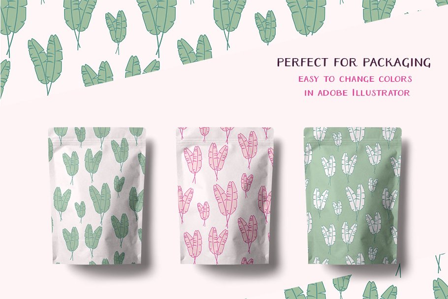 热带丛林手绘树叶无缝图案 Tropical Patterns插图(1)