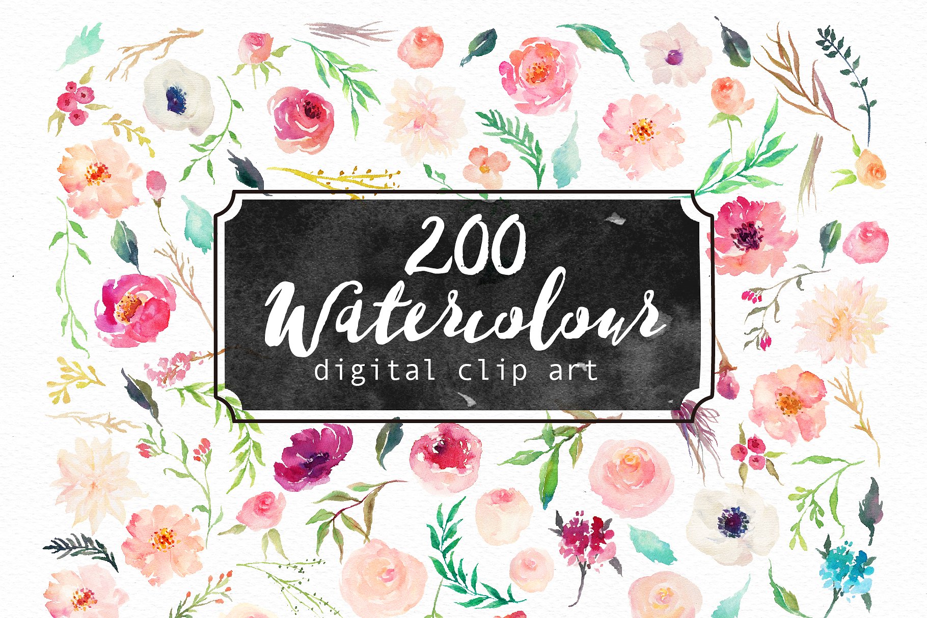 手绘水彩DIY素材包 Watercolor  DIY pack Vol.4插图(3)