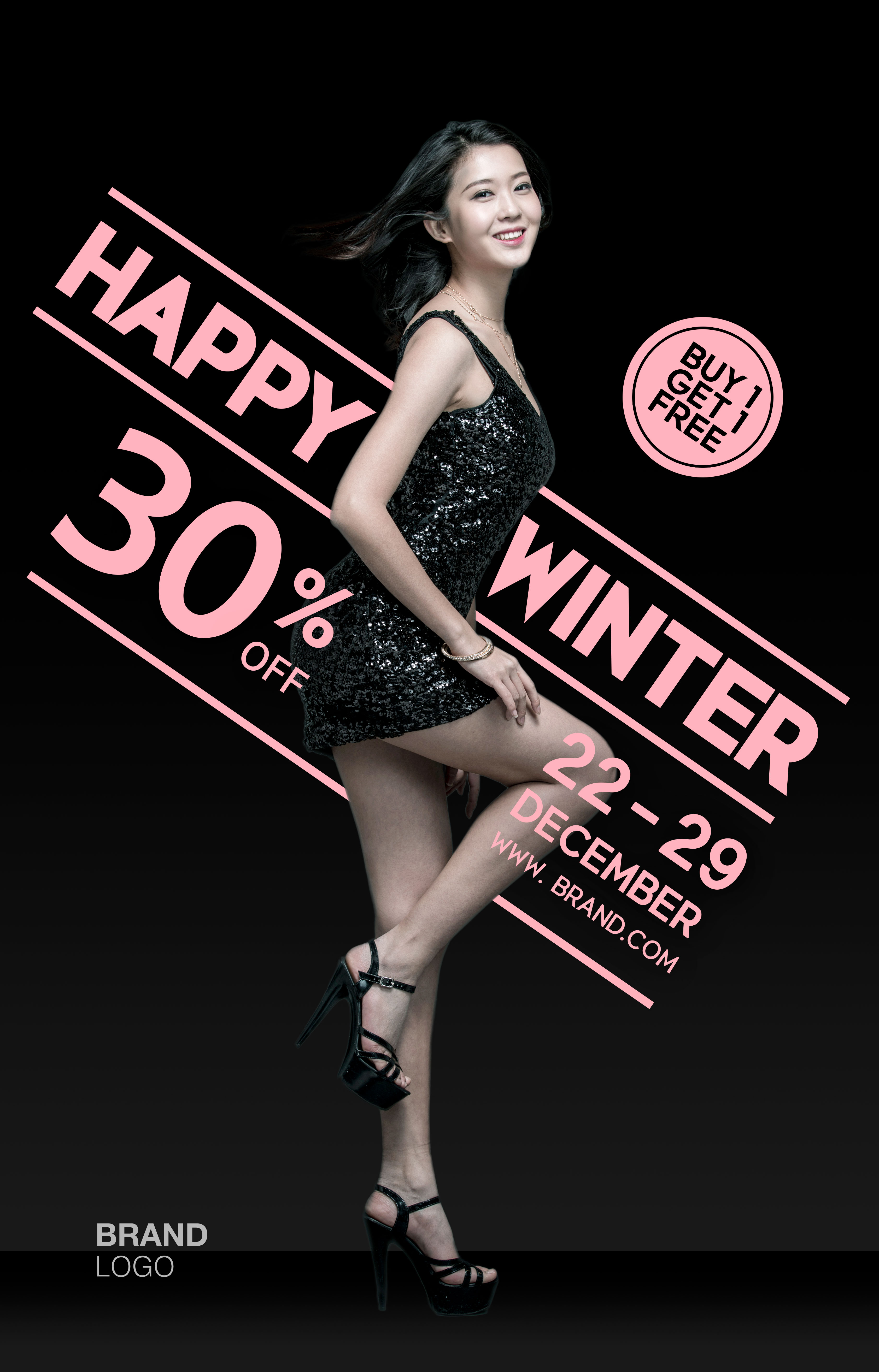 时尚服装销售性感人物海报设计模板插图