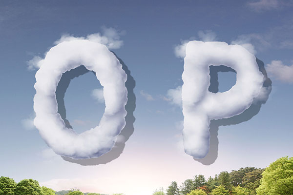 字母“OP”蓝天背景白云英文艺术字体素材库精选PSD素材