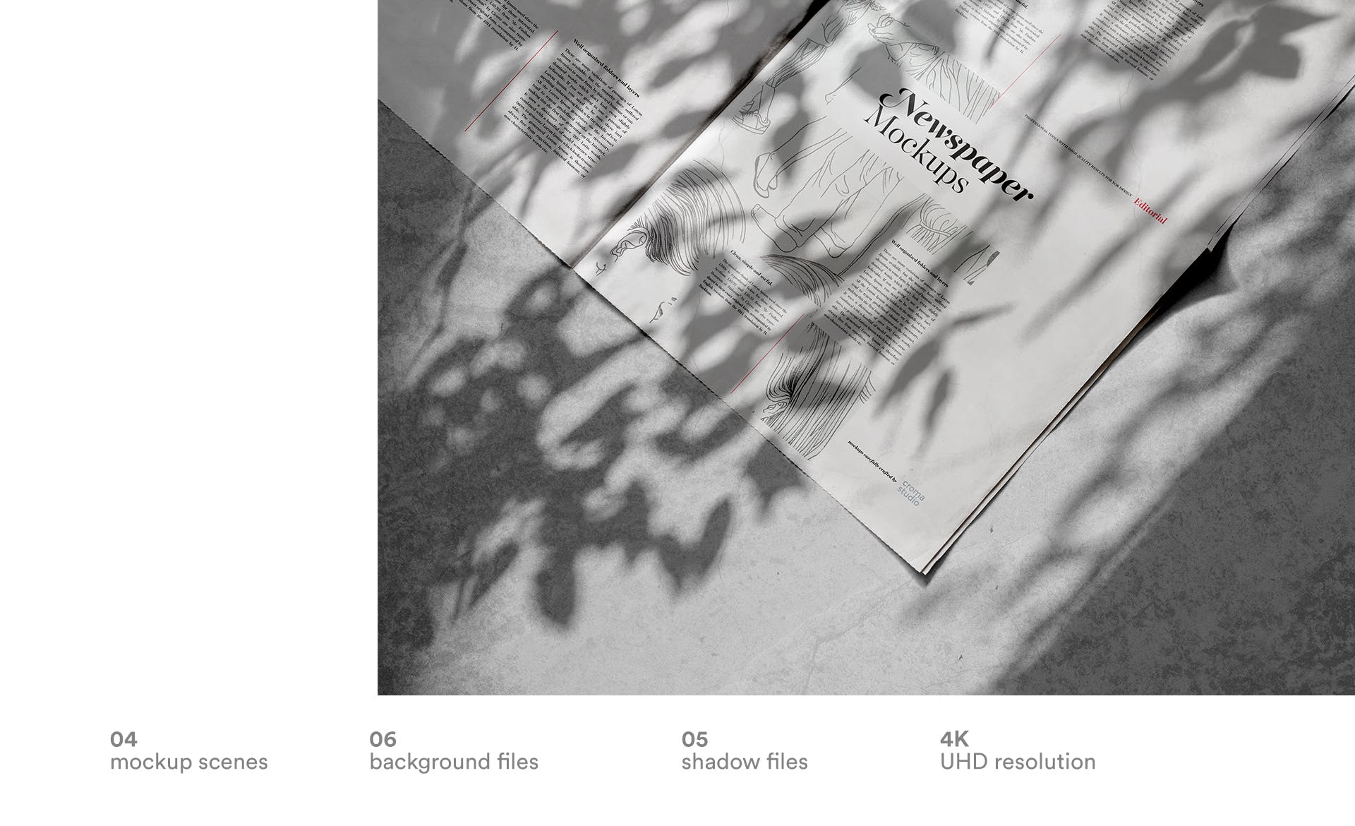 新闻报纸排版印刷局部效果图样机 Newspaper Mockups插图(1)