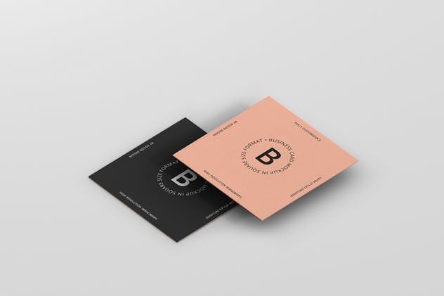 方形高级企业品牌名片样机 Business Card Mockup Square Format插图(3)