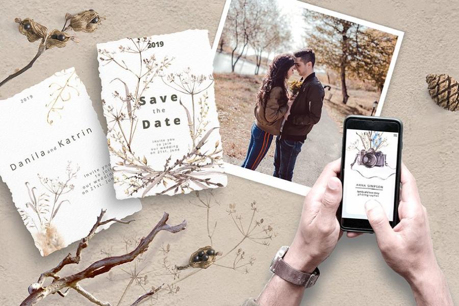 复古风格摄影水彩插画套装插图(2)