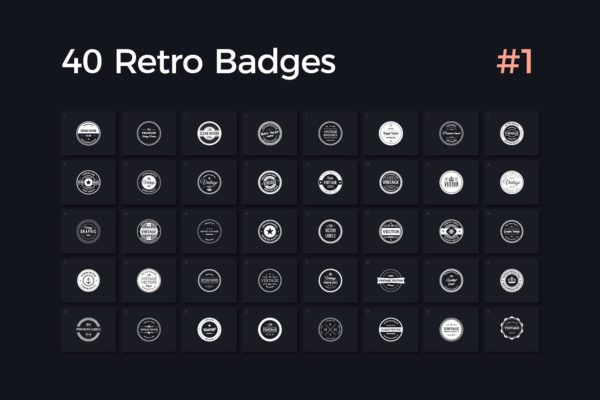 40枚复古徽章Logo模板 40 Retro Badges Vol. 1