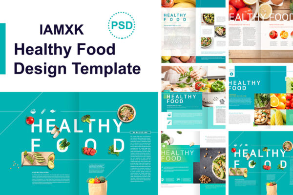 绿色健康有机食品广告海报模板套装