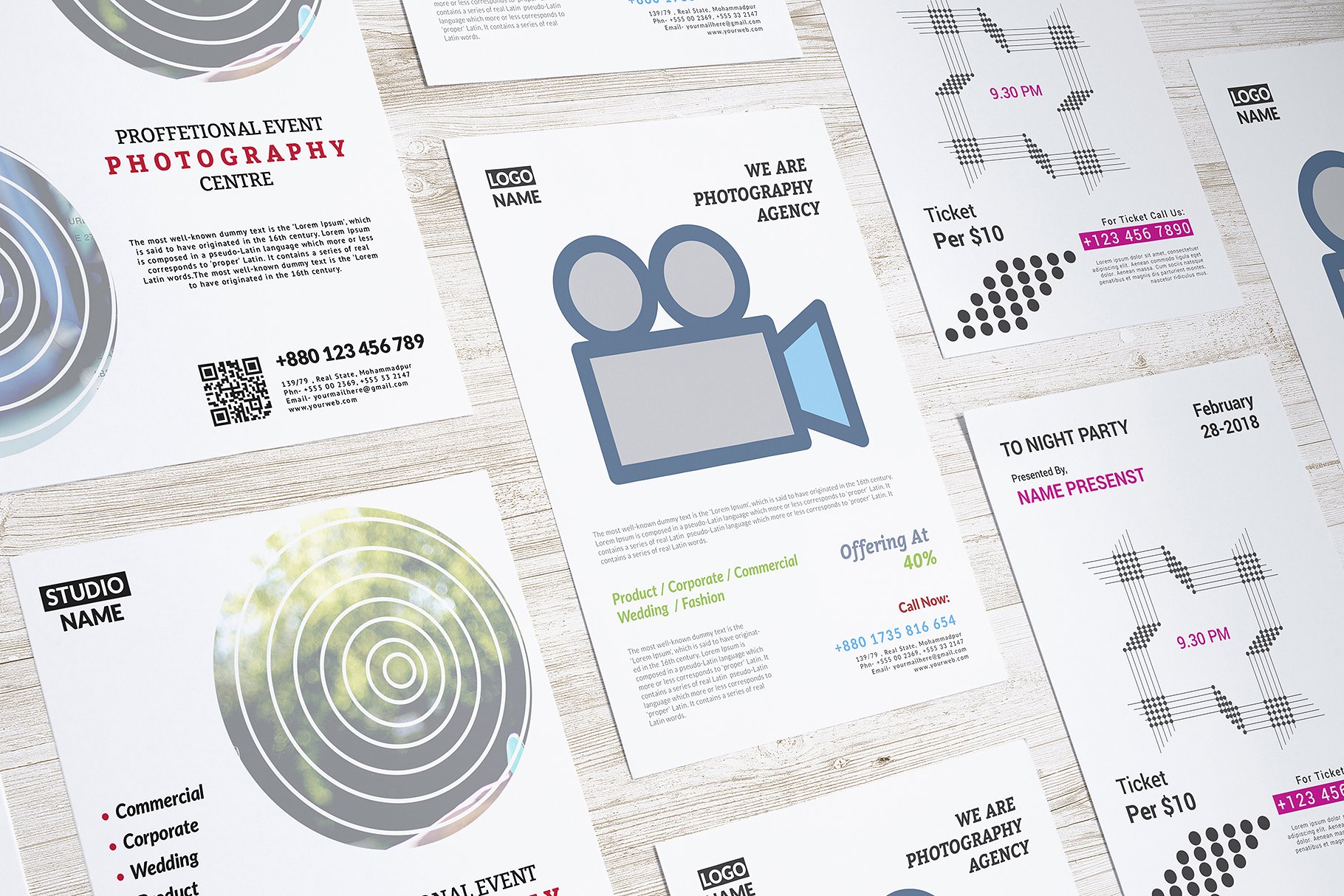 信笺,传单,海报样机模板合集 Letterhead, Flyer, Poster mockup v.1插图