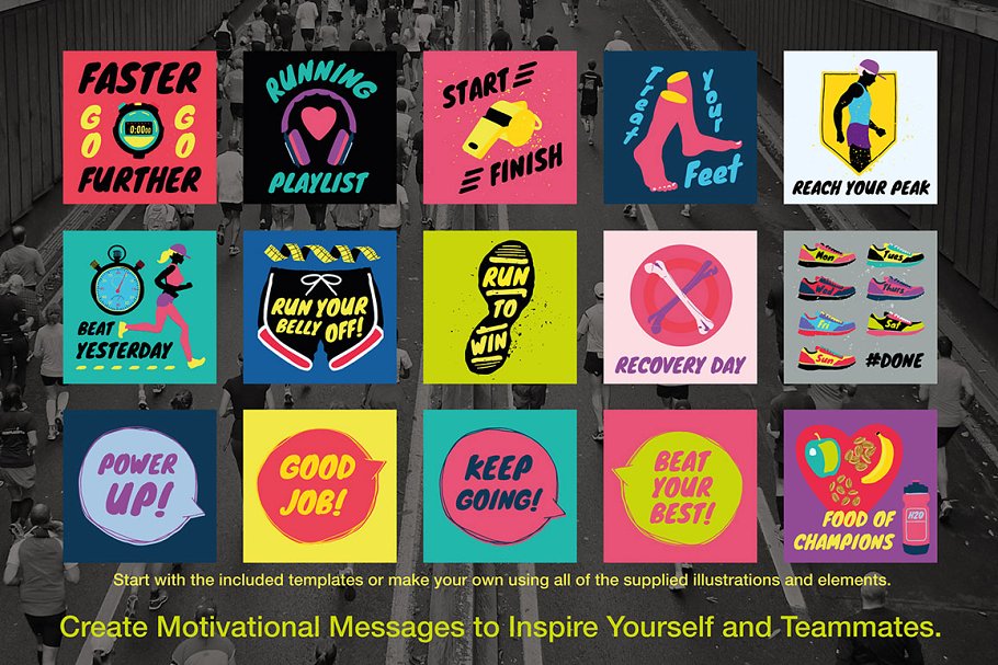 奔跑吧!兄弟:运动图形和标志素材 Running Graphics and Logos Pack插图(3)