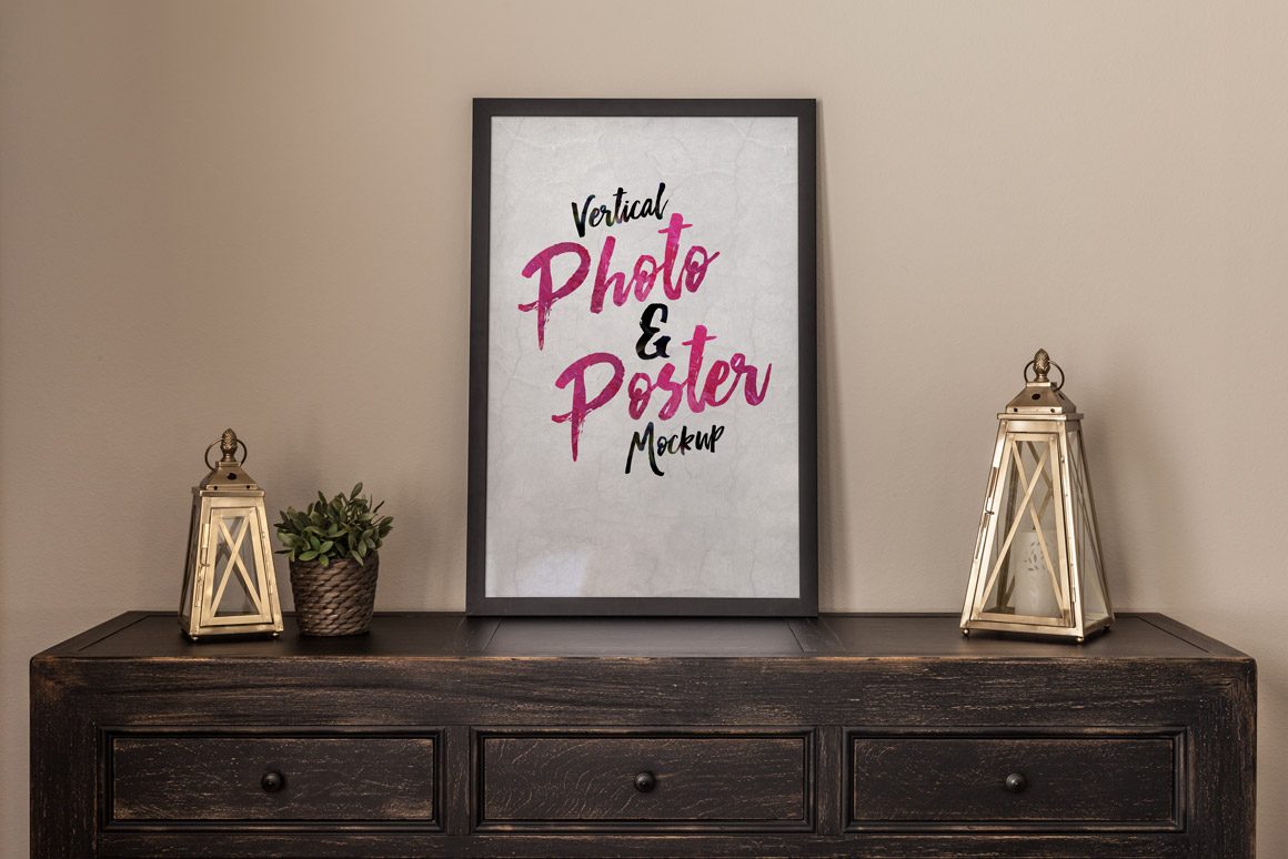 垂直照片和海报设计 Mokups 模版-Vertical Photo & Poster Mockup 1插图
