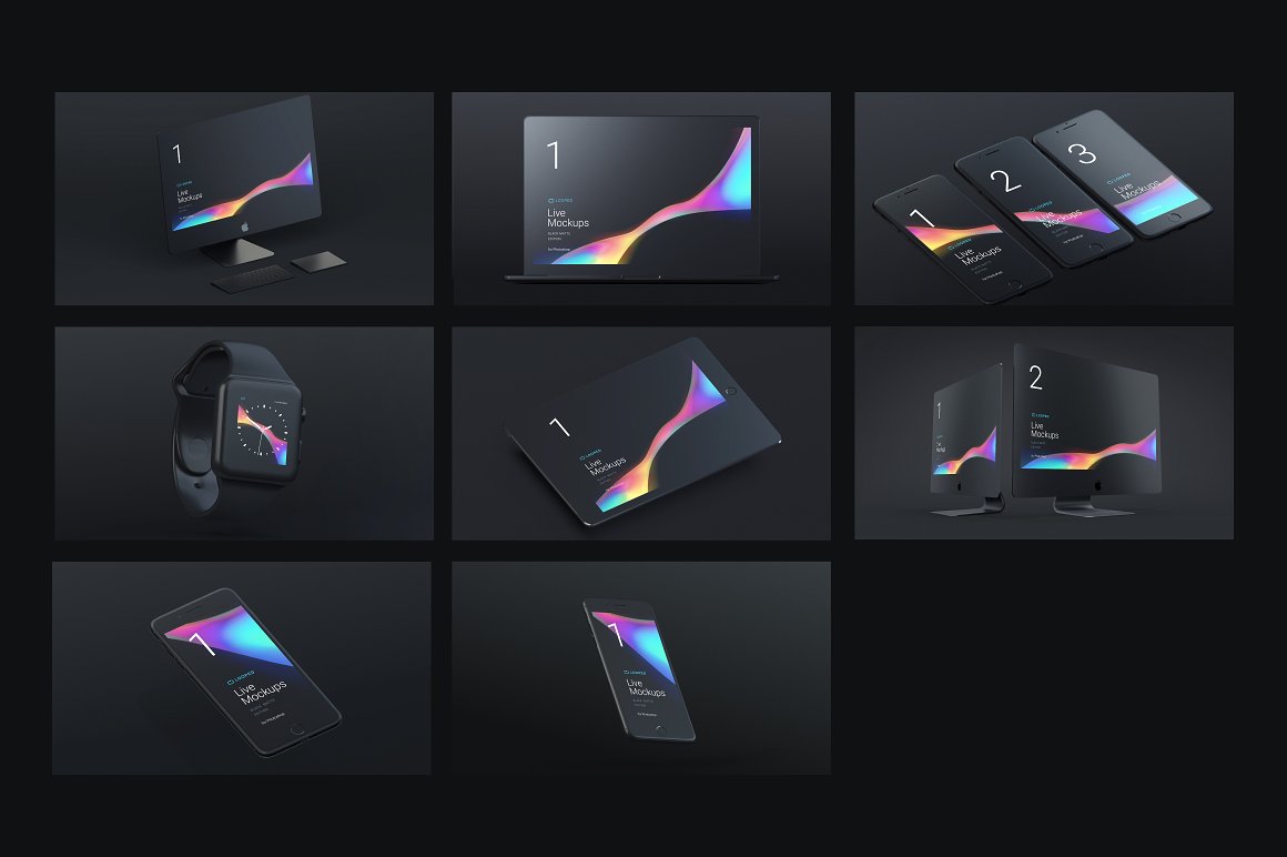 Apple设备动态样机合集[酷黑版本] Looped Animated Mockups | White插图(5)