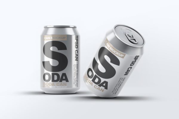 苏打水品牌易拉罐包装外观设计样机 Soda Can Mock-Up
