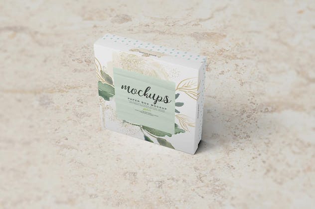 高端方形纸制首饰盒样机 Square Paper Jewelry Box Mockup插图(5)