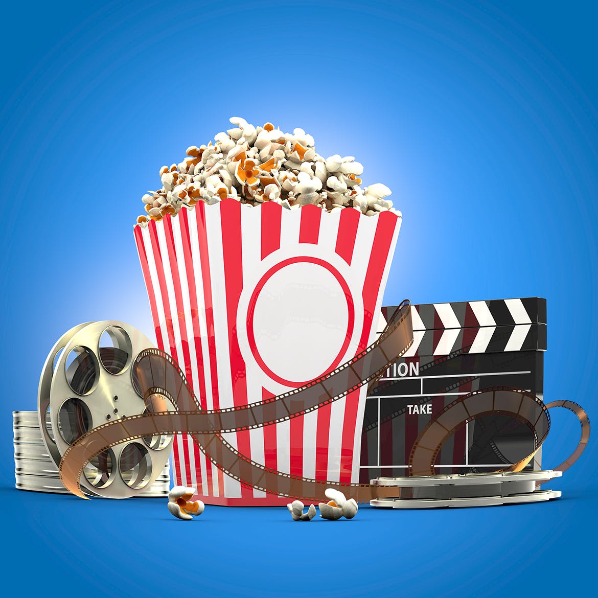 电影之夜爆米花电影院场景样机模板 Movie Night Mockup插图(1)